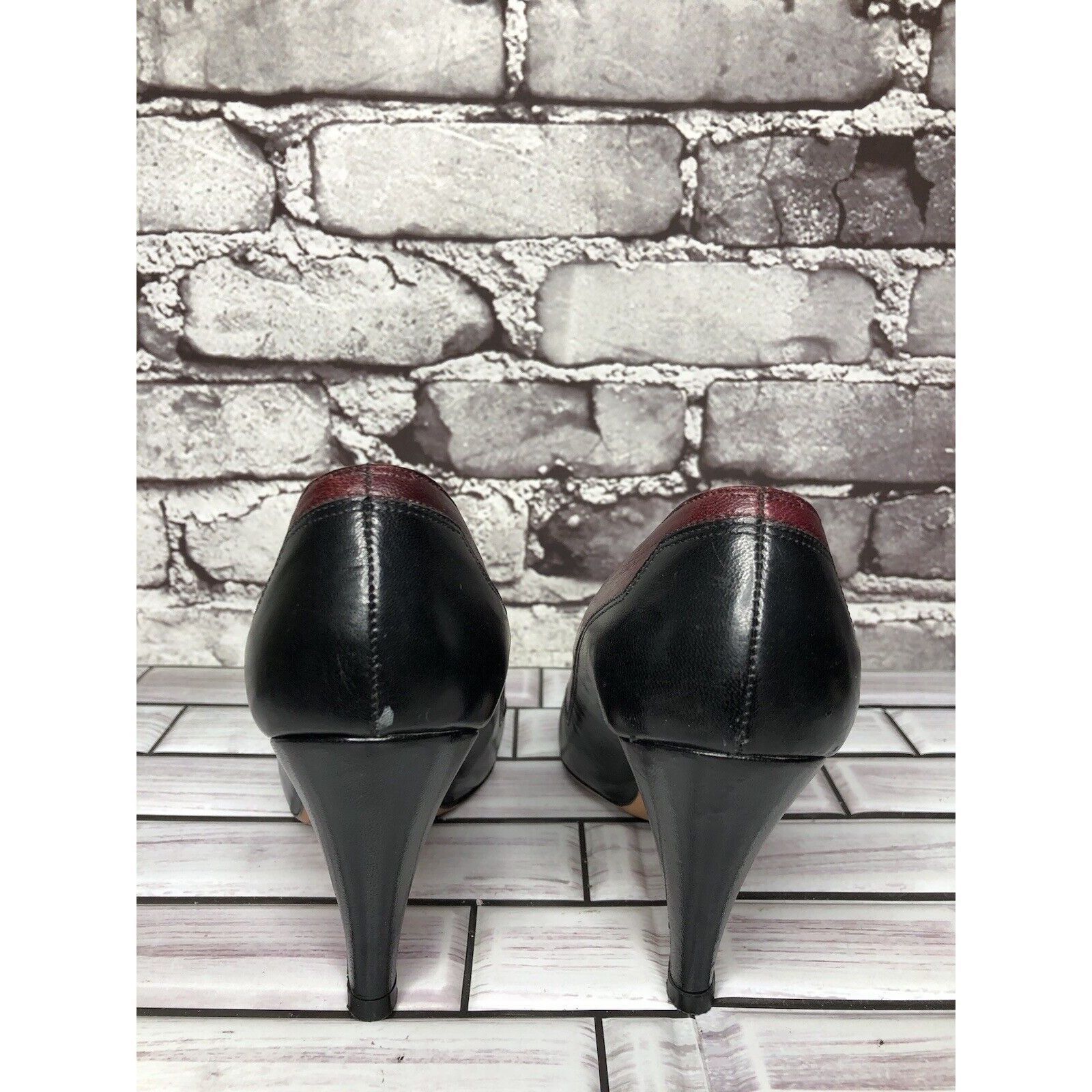 Other Bill Valentine VTG Burgundy Leather Slip On Classic Heels Wo Size US 7 / IT 37 - 5 Thumbnail
