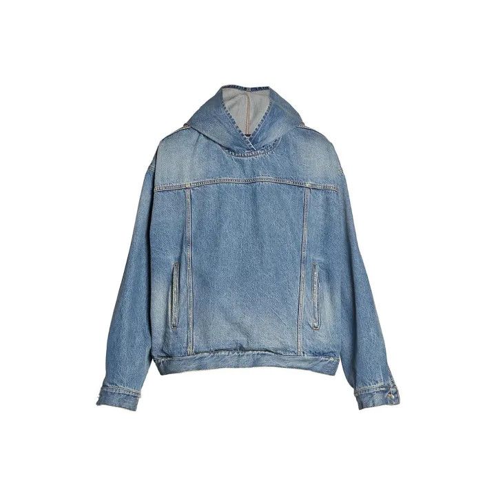 Balenciaga Balenciaga Blue Long Sleeve Denim Hoodie 0079 Size US S / EU 44-46 / 1 - 1 Thumbnail