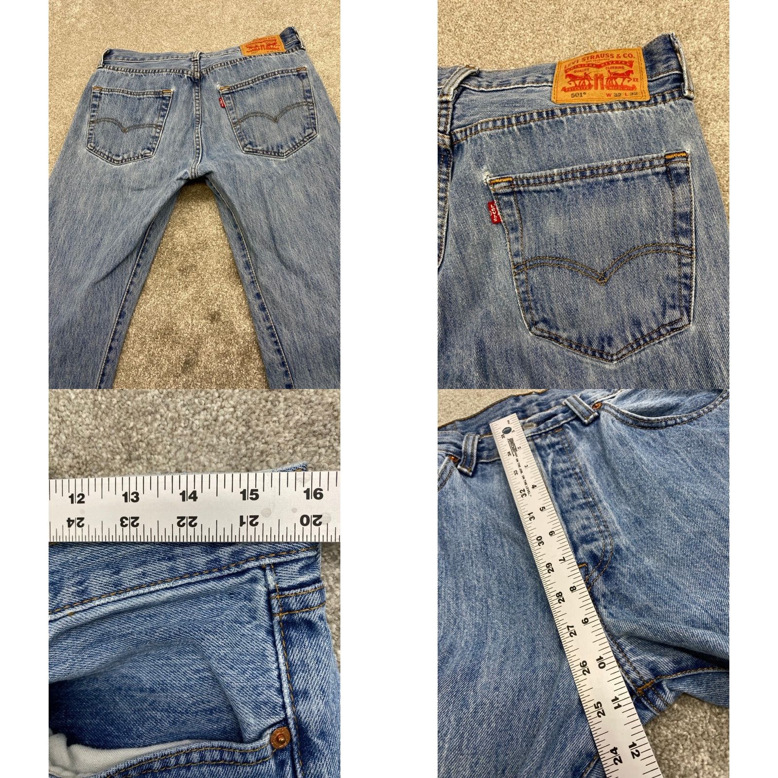 Levi's Levi's 501 Jeans Mens 32x32 Blue Denim Button Fly Straight Regular 5527 Size US 32 / EU 48 - 8 Thumbnail