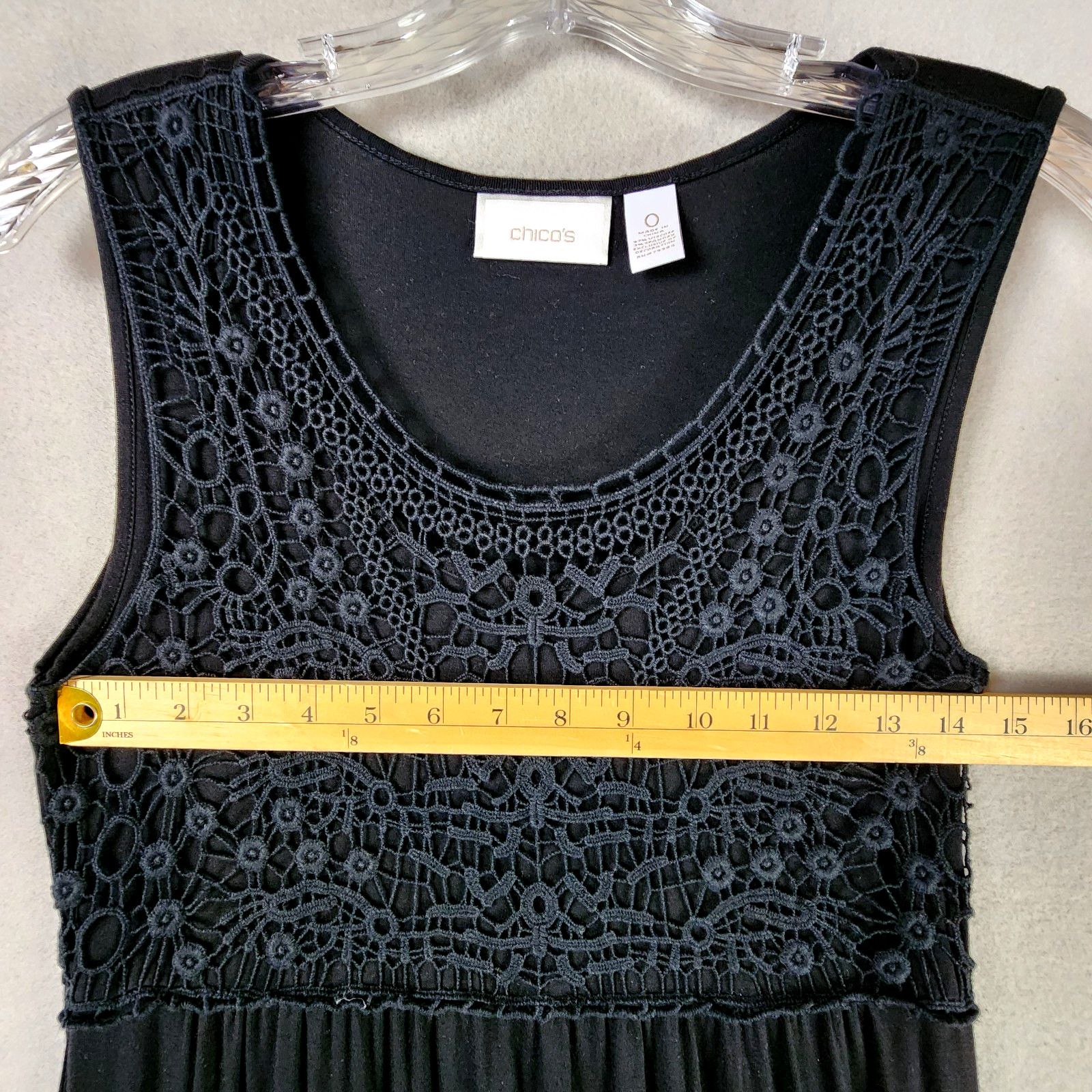 Chicos Chico's Crochet Lace Bodice Maxi Dress Size 4 Black Size S / US 4 / IT 40 - 5 Thumbnail