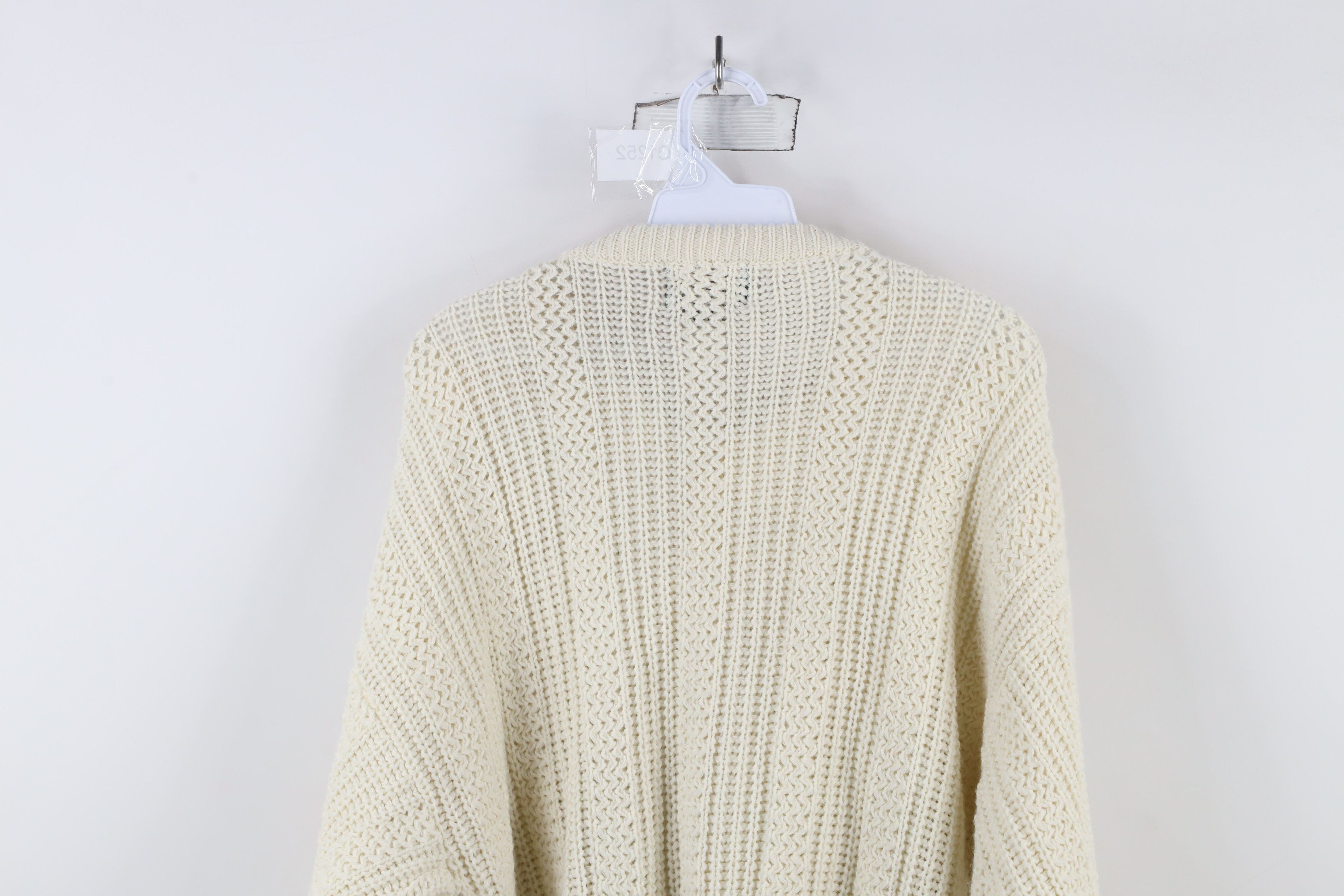 Vintage Vintage 90s Streetwear Ribbed Knit Crewneck Sweater Cream Size US M / EU 48-50 / 2 - 7 Thumbnail