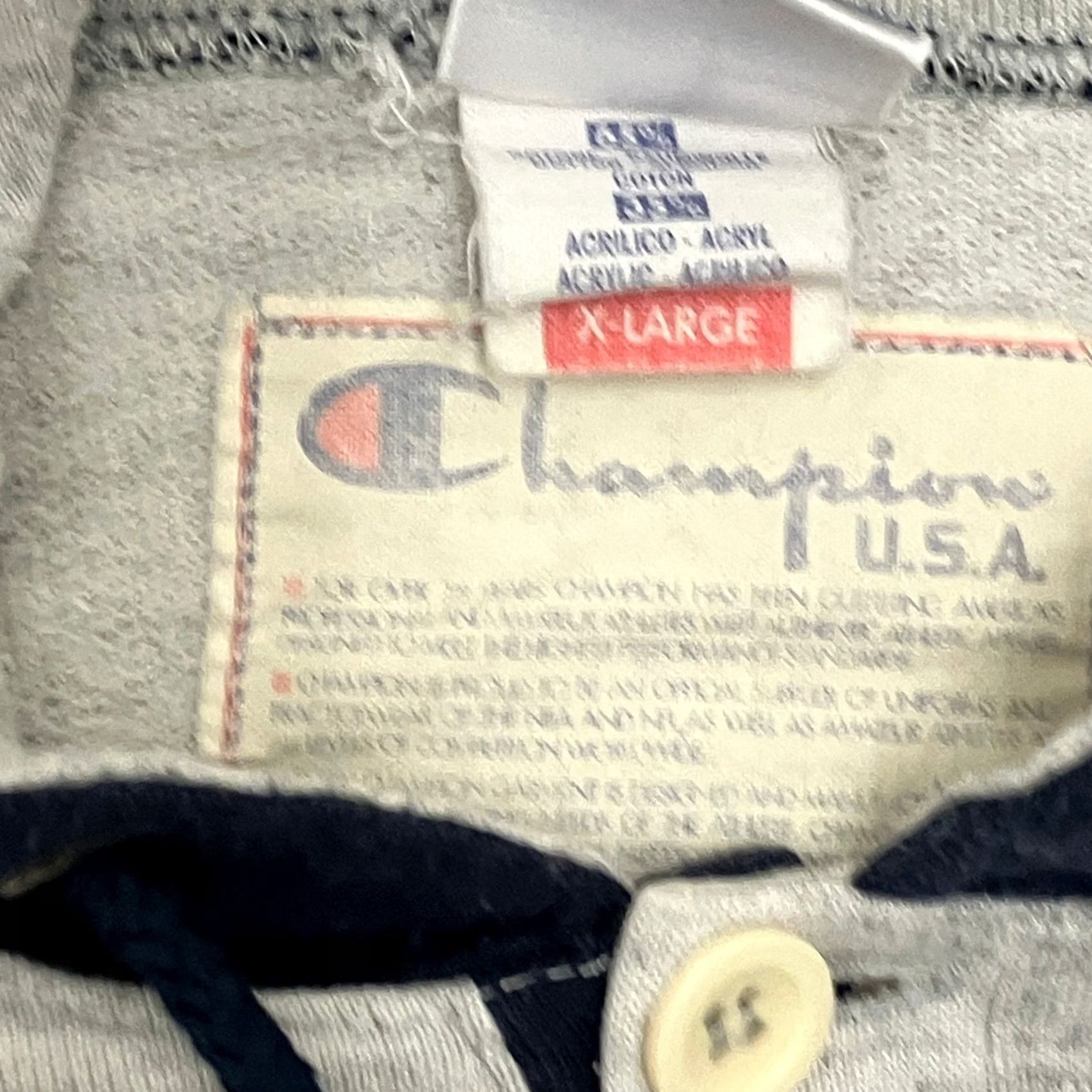 Champion Vintage Champion Hoodie XL Grey Navy Henley Logo Made In Italy 90s Size US XL / EU 56 / 4 - 4 Thumbnail