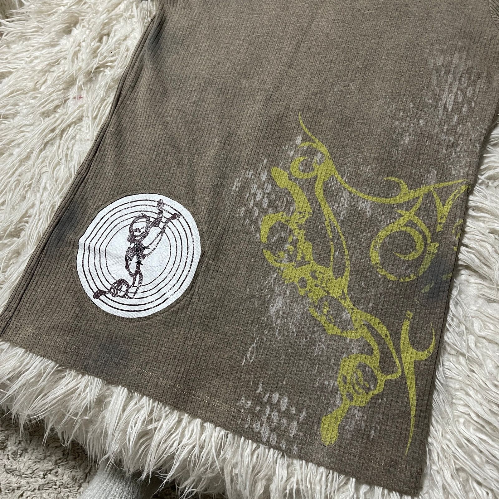 Hysteric Glamour Y2k Streetwear Graphic Thermal Knitted T-Shirt Beige Brown Size US XL / EU 56 / 4 - 4 Thumbnail