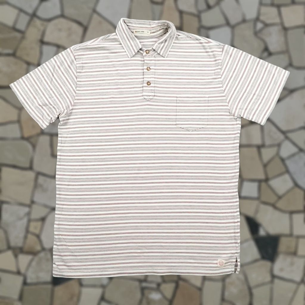 Marine Layer Marine Layer Polo Shirt Mens M White Pink Striped Pima Cotton Performance Size US M / EU 48-50 / 2 - 1 Thumbnail