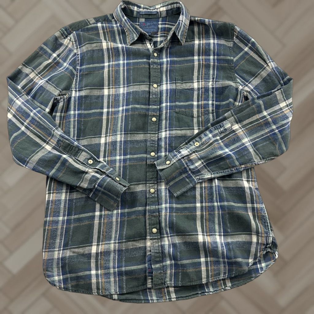 Lucky Brand Lucky Brand Classic Plaid Flannel Long Sleeve Button-Up Shirt Mens L Blue Size US L / EU 52-54 / 3 - 1 Thumbnail