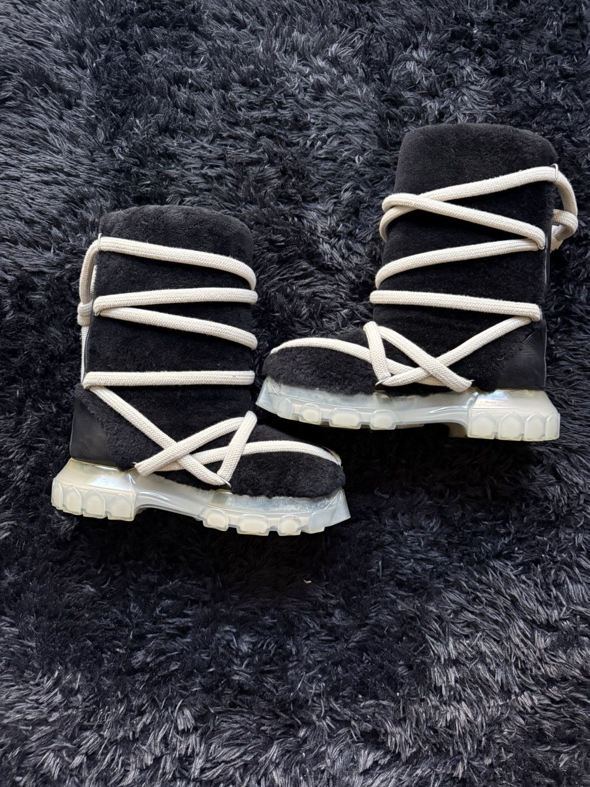 Rick Owens Shearling Lunar Tractor Boot Fall 2023 Size US 12 / EU 45 - 5 Thumbnail