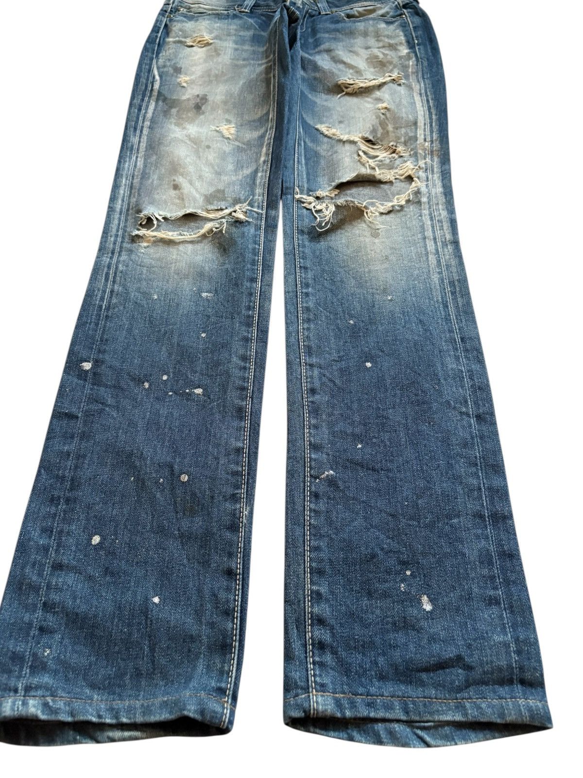 Beauty Beast × Japanese Brand × Vanquish Vintage Vanquish Mud Wash Painted Distressed Ripped Jeans Size 29" - 6 Thumbnail