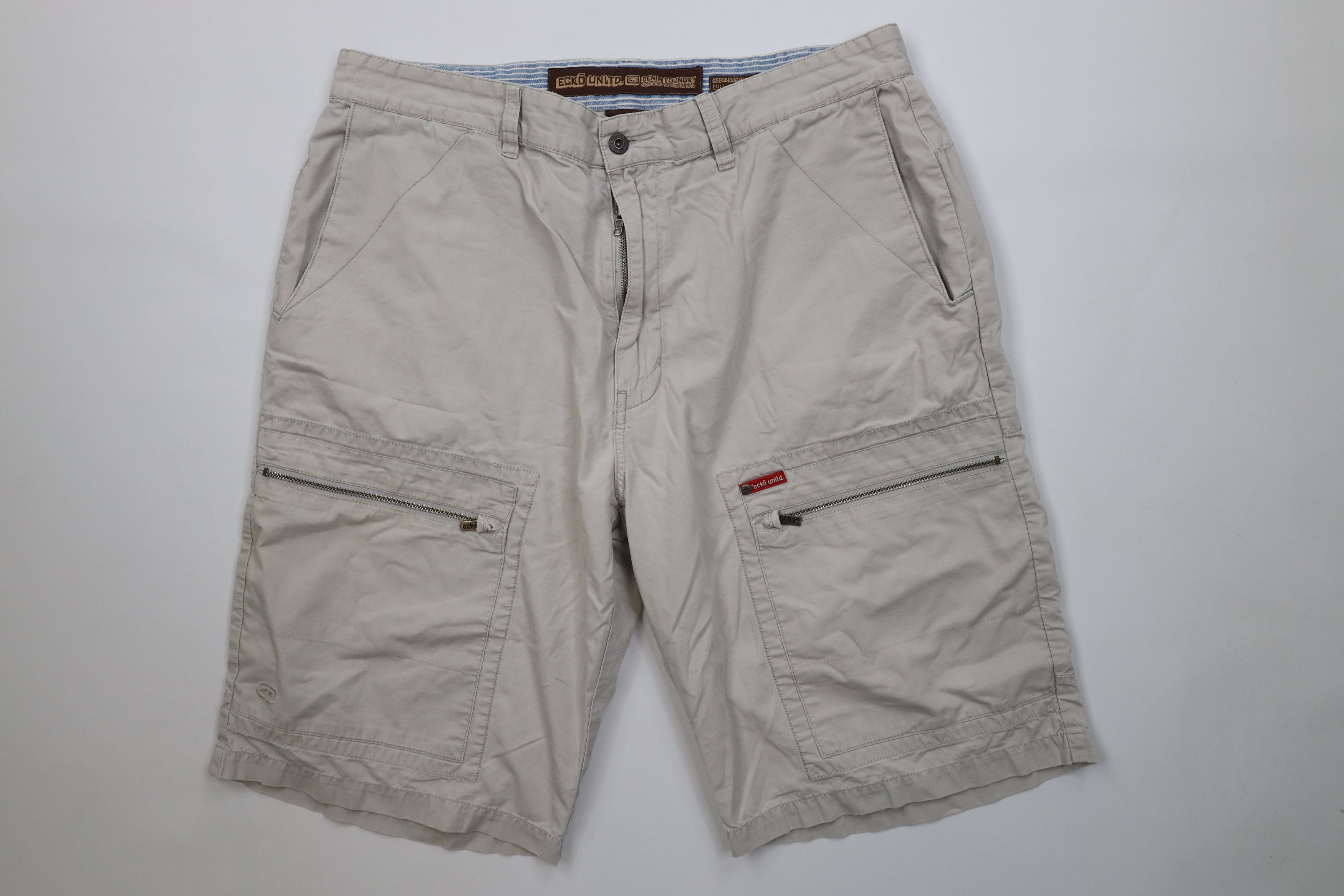 Ecko Unltd. Vintage 90s Y2K Ecko Baggy Ripstop Cargo Shorts Beige Cotton Size US 38 / EU 54 - 1 Thumbnail