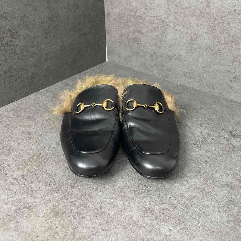 Gucci Gucci Black Lamb Wool Slip-On Loafers for Men - Size US 8.5 / EU 41-42 - 2 Thumbnail