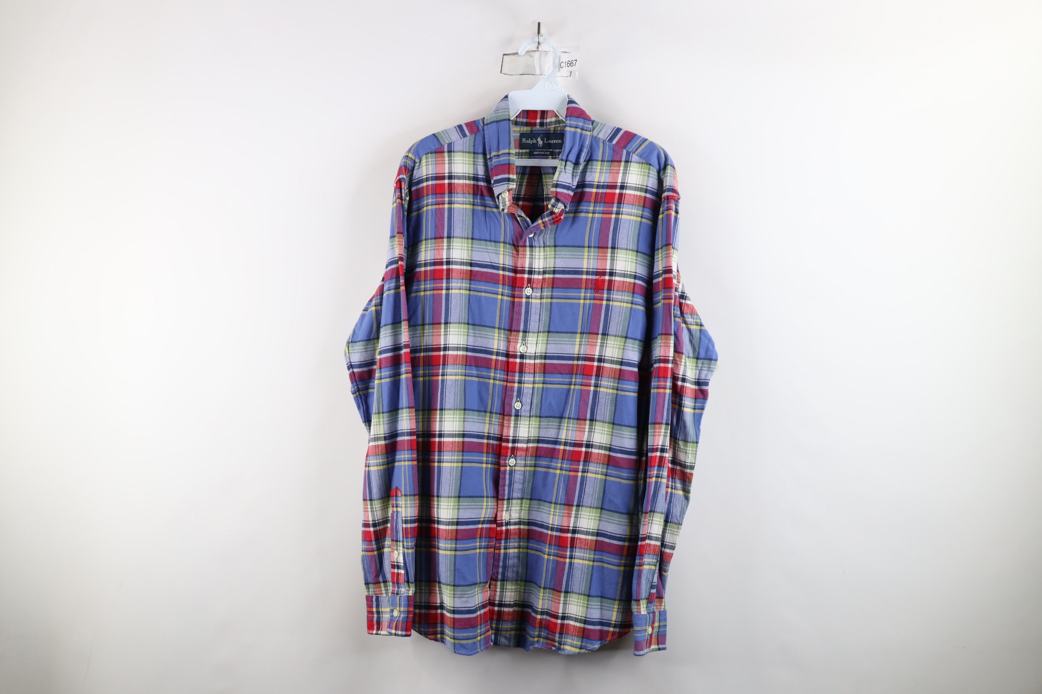 Ralph Lauren × Vintage Vintage 90s Ralph Lauren Flannel Collared Button Down Shirt Size US L / EU 52-54 / 3 - 1 Thumbnail
