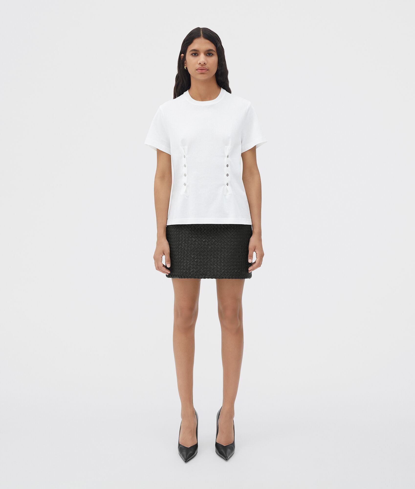Bottega Veneta o1n1vont0325 Sunrise Light Cotton Jersey T-Shirt in White Size US S / EU 44-46 / 1 - 1 Thumbnail