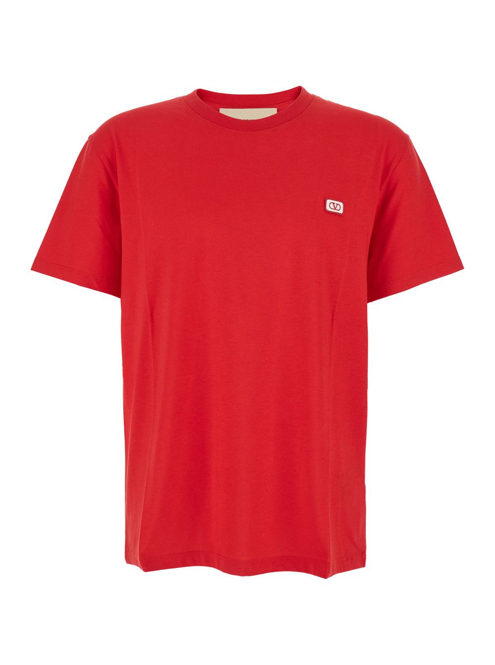 Valentino Red Crewneck T-Shirt with VLogo on the Front in Cotton Man Size US XL / EU 56 / 4 - 1 Thumbnail