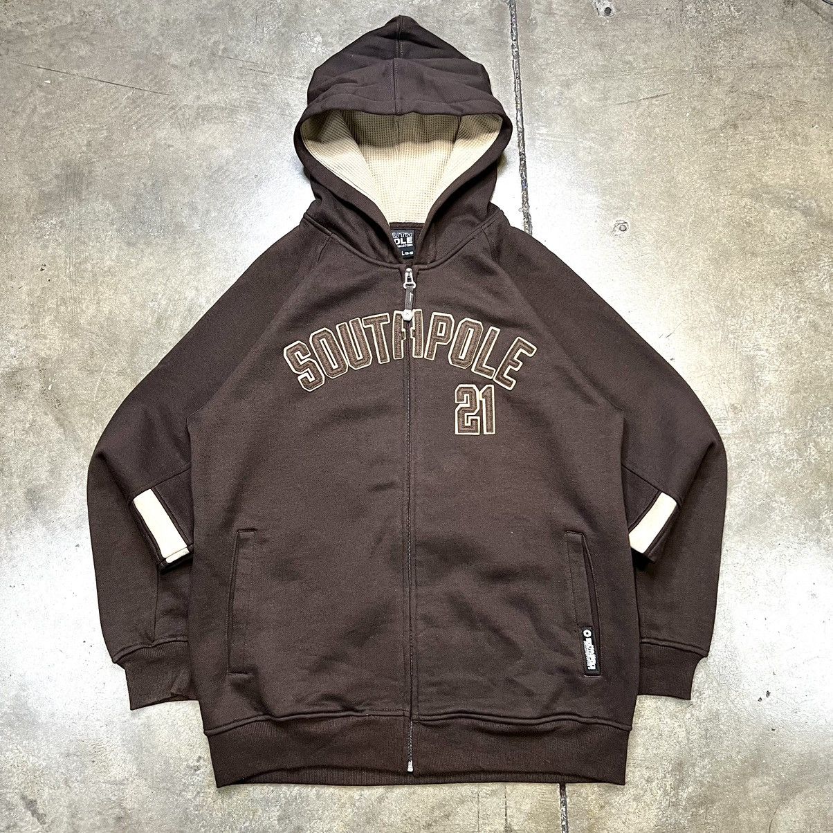 Pre-owned Southpole X Vintage Y2k Southpole Brown Zip Up Hoodie Sweatshirt