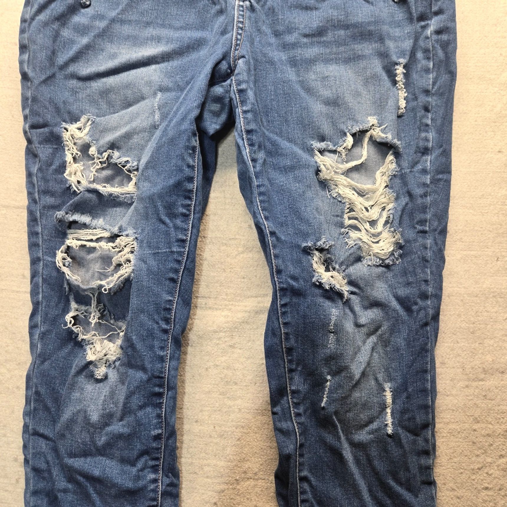 Denime Wax Jean Women's Denim Distressed Stretch Jeans Pants 16 Mid Rise Blue 5-Pocket Jegging Size 38" / US 16 / IT 52 - 2 Thumbnail