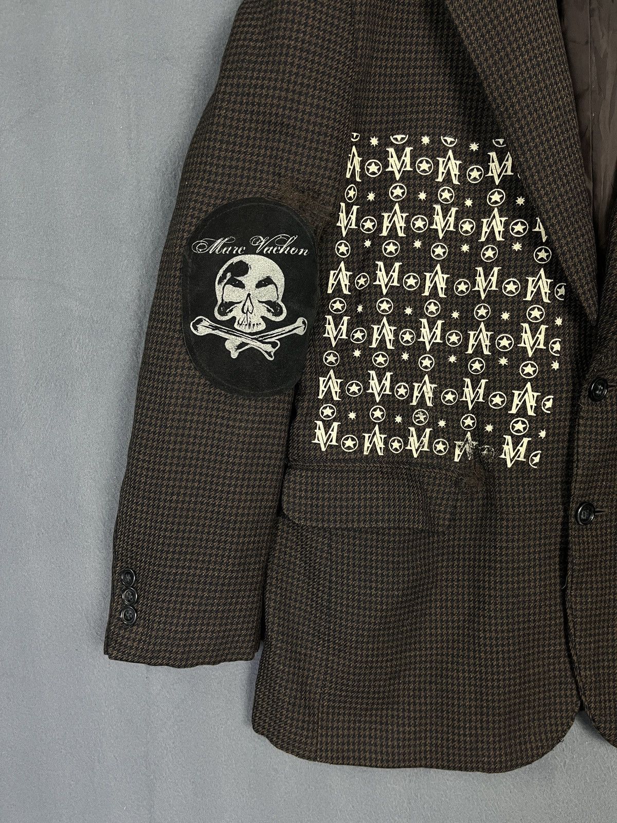 Designer × Seditionaries Marc Vachon Towncraft Skull Checkered Wool Blazer Size 46R - 4 Thumbnail