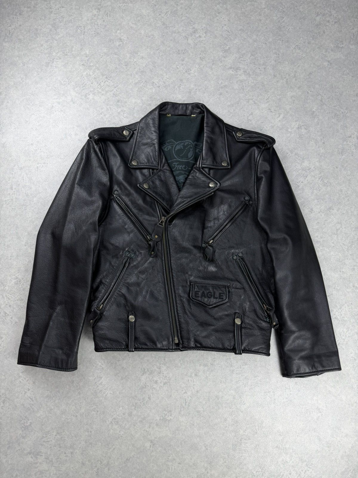 Genuine Leather Vintage Eagle Force Leather Motorcycle Biker Jacket Black Size US M / EU 48-50 / 2 - 1 Thumbnail