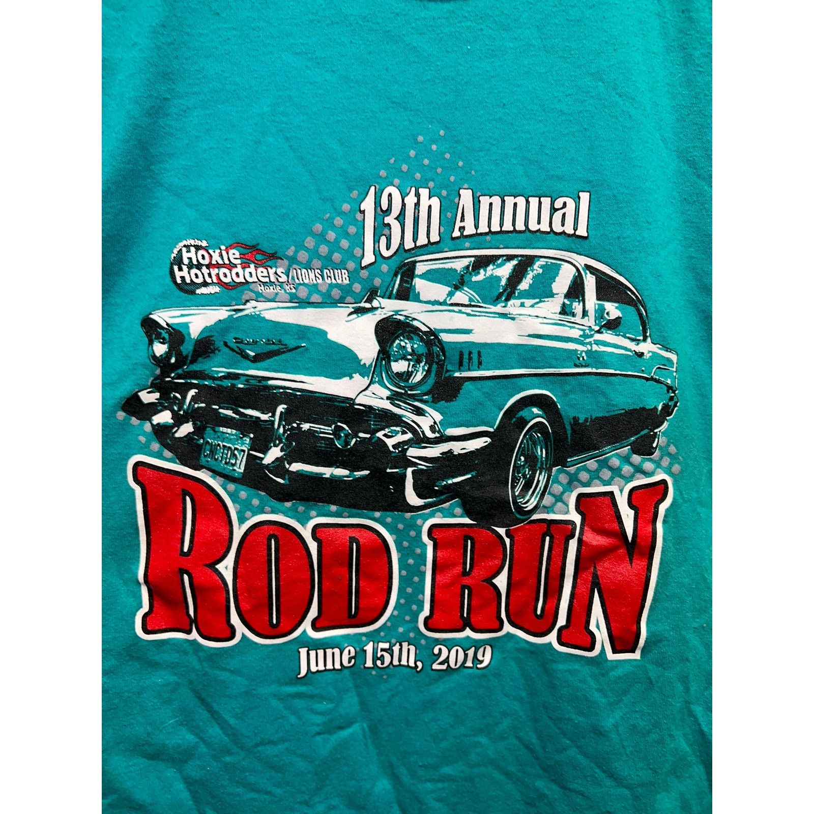 Gildan Rod Run Shirt Hoxie Hotrodders Hot Rods Car Teal Tee Shirt Size US XL / EU 56 / 4 - 2 Thumbnail