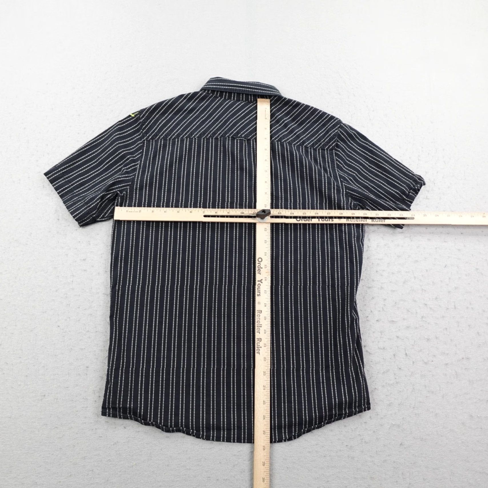 Fox Racing Fox Racing Shirt Mens Medium Black Gray Striped Textured Button Up BMX Skater Size US M / EU 48-50 / 2 - 6 Thumbnail