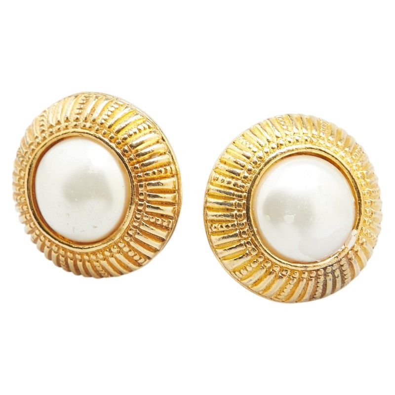 Chanel Chanel Round Earrings Pearl Earrings Metal Earrings DUTY FREE for USA
