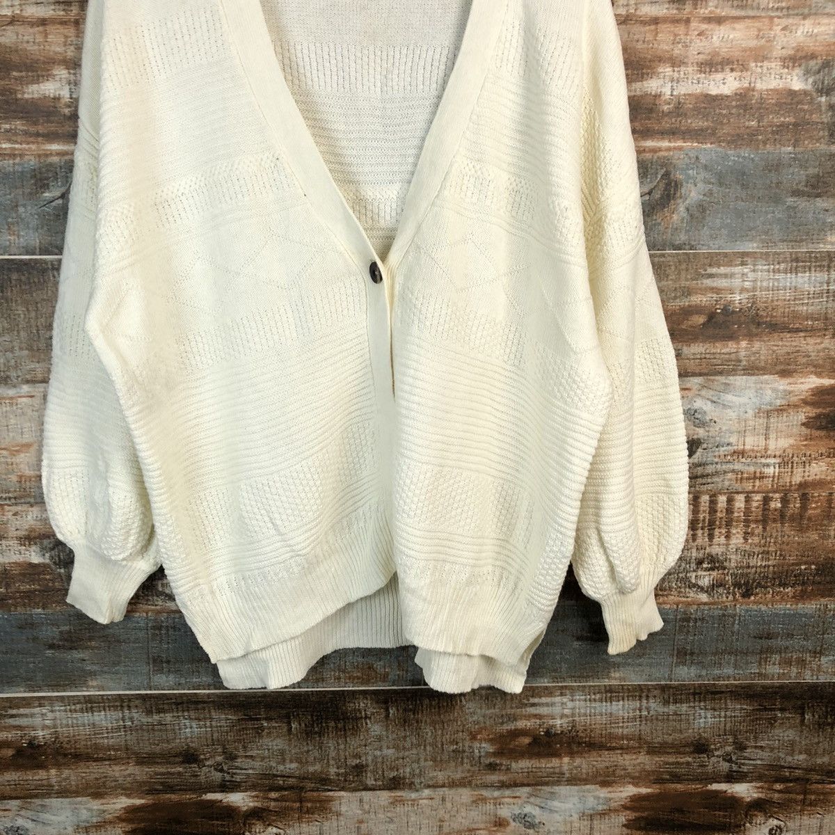 Vintage Le Cois White Cardigan Knitwear #A1662 Size US M / EU 48-50 / 2 - 6 Thumbnail
