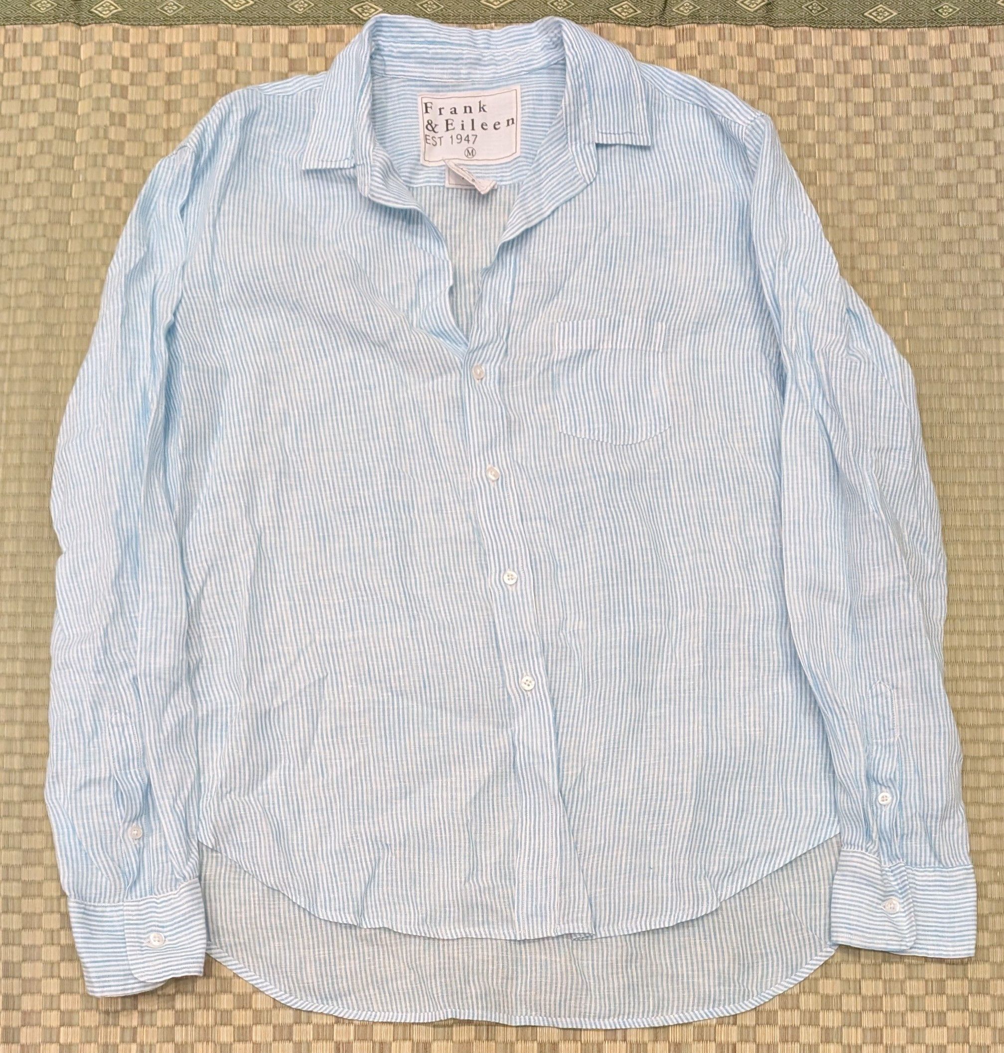 Frank & Eileen Frank & Eileen Eileen 100% Linen Shirt Blue Mini Stripes Size M / US 6-8 / IT 42-44 - 1 Thumbnail