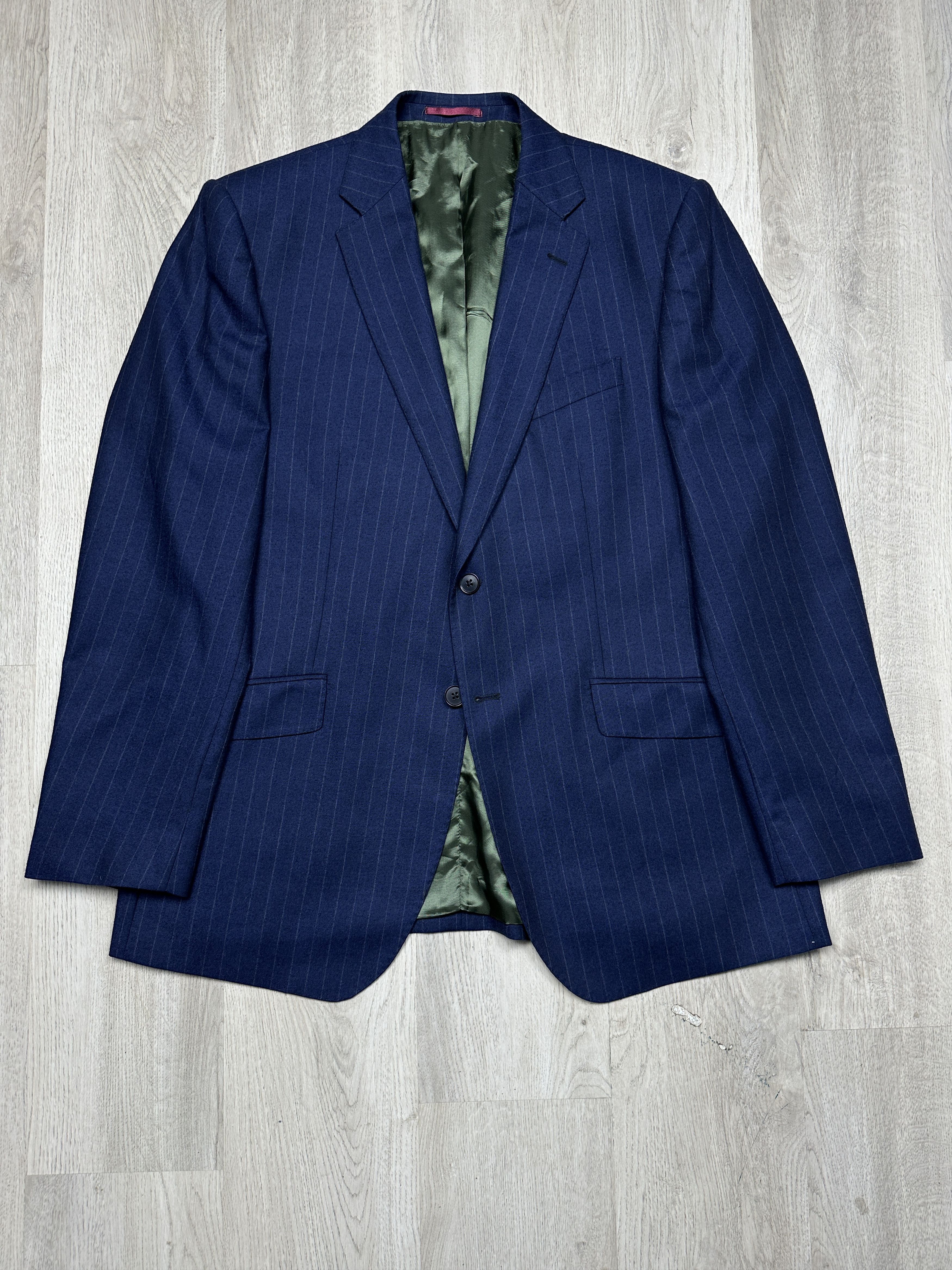 Charles Tyrwhitt Charles Tyrwhitt Mens Striped Wool Suit Blazer 44L Pants 40R Size 44L - 2 Thumbnail