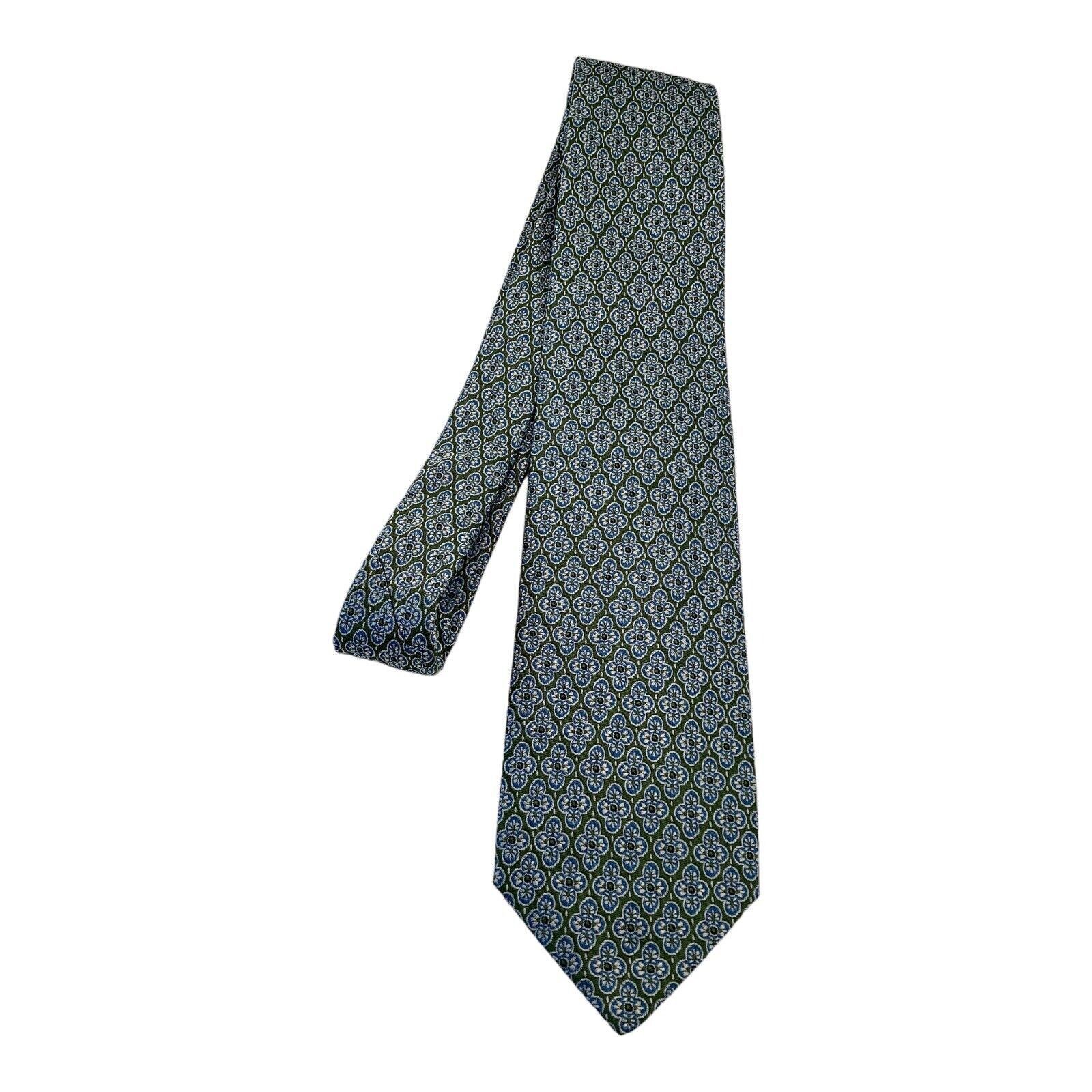 Other VAKKO Green Flower Print Luxury Designer Silk Tie W: 3.5" EX Size ONE SIZE - 5 Thumbnail