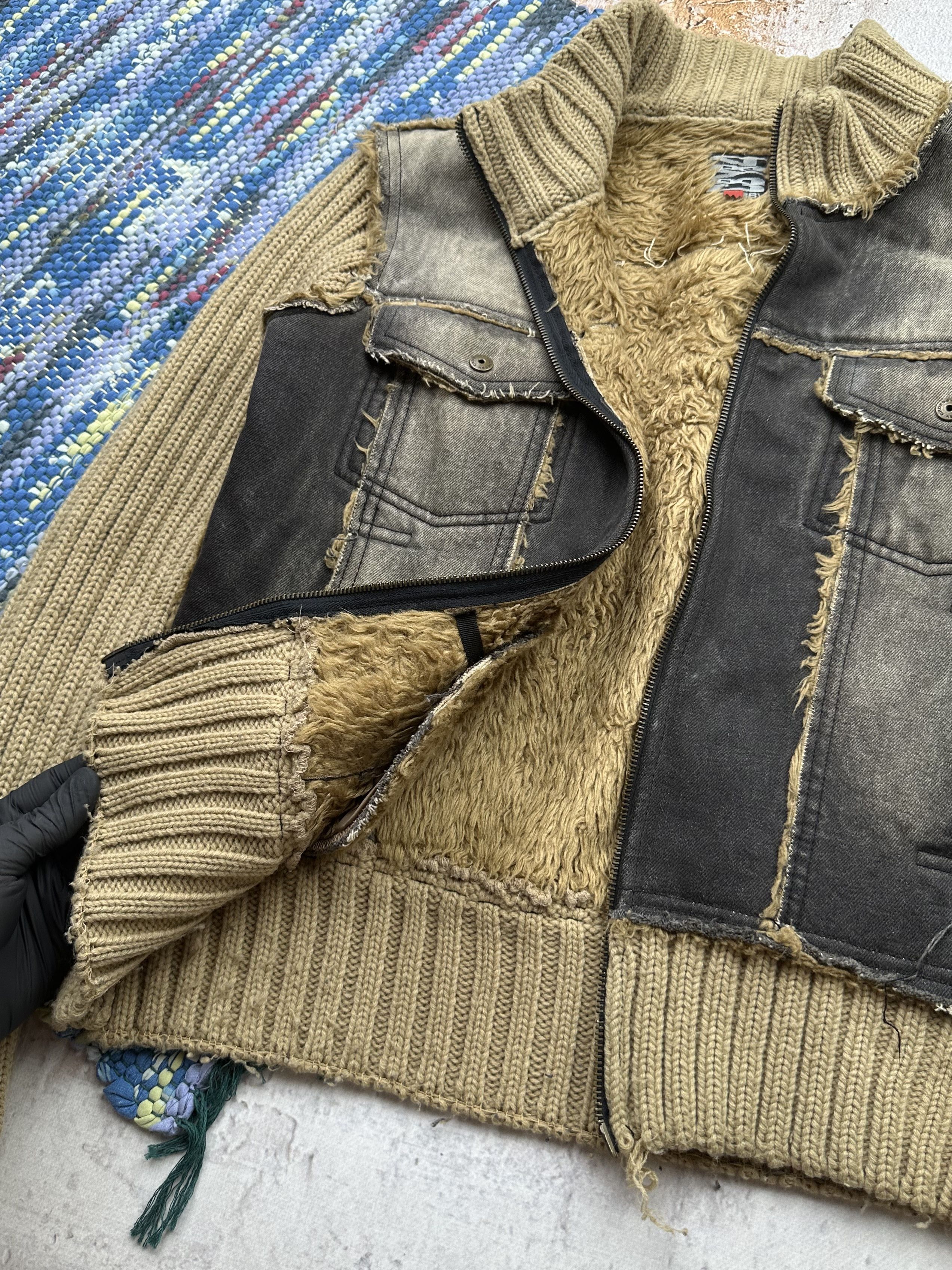 Japanese Brand Vintage Faded Knit Hybrid Jacket Size US S / EU 44-46 / 1 - 4 Thumbnail