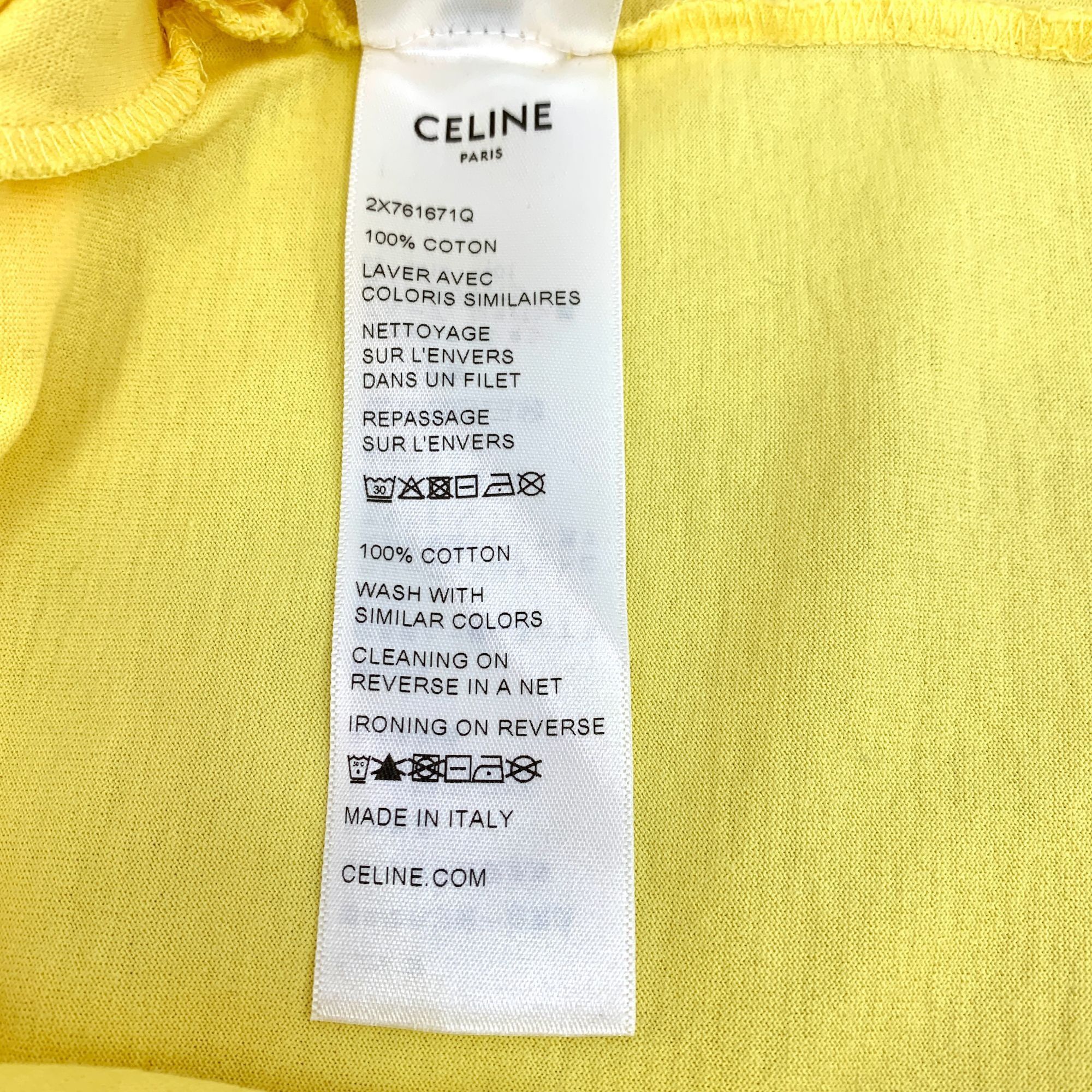 Celine Celine Yellow Cotton Letter Print Round-Neck Short-Sleeve T- Size XS / US 0-2 / IT 36-38 - 3 Thumbnail