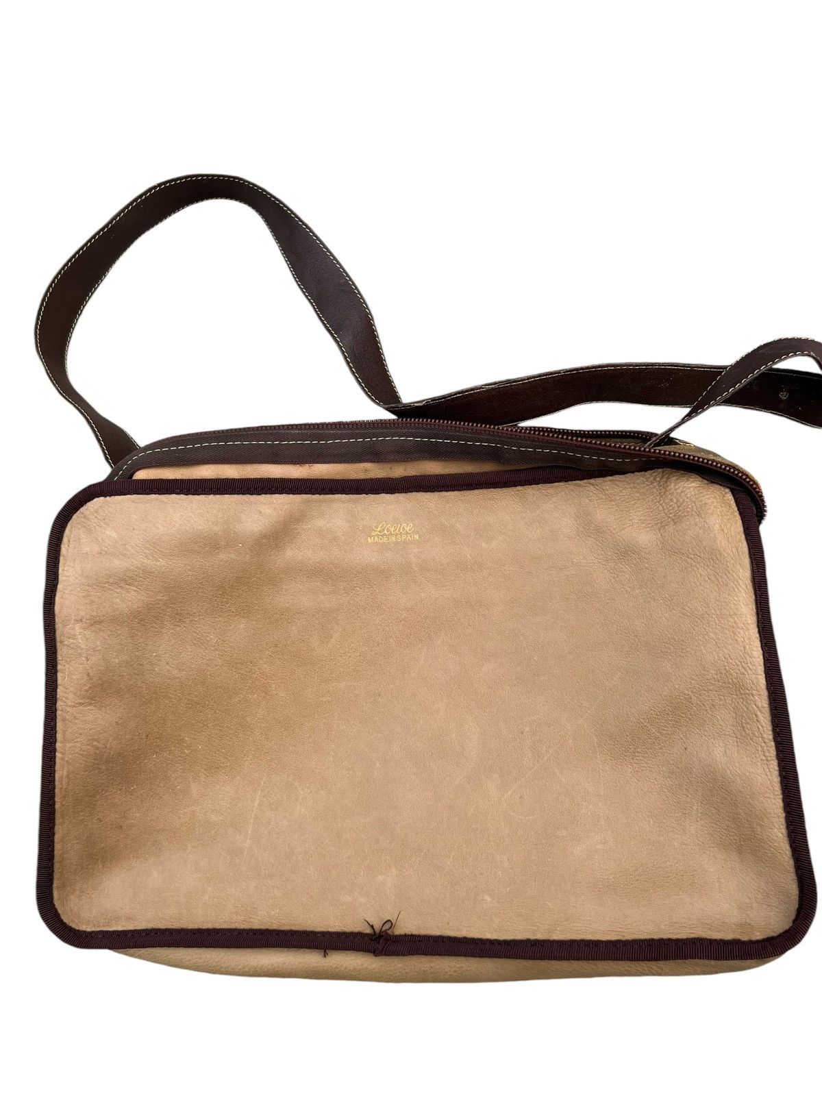 Leather Vintage 80s LOEWE Patina Distress Scratch Suede Leather Bag Size ONE SIZE - 23 Thumbnail