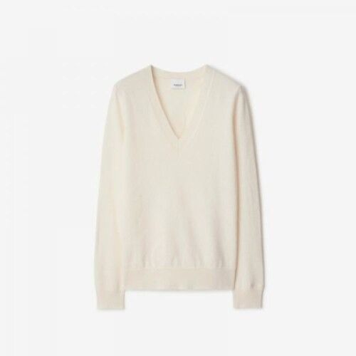 Burberry o1w1db10426 V-Neck Sweater in Ivory Size L / US 10 / IT 46 - 1 Preview