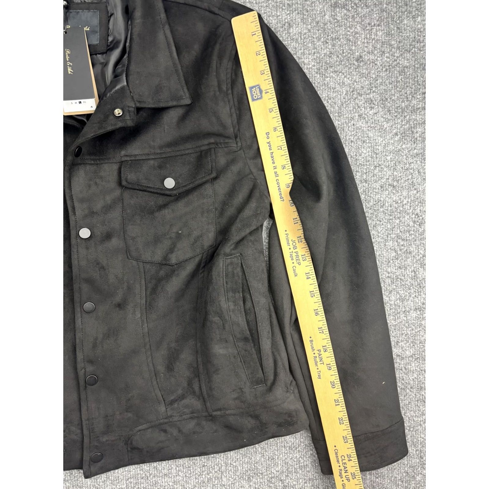 ASH Porter & Ash Jacket Mens Large Black Faux Suede Bomber Snap Front Pockets Lined Size US L / EU 52-54 / 3 - 4 Thumbnail