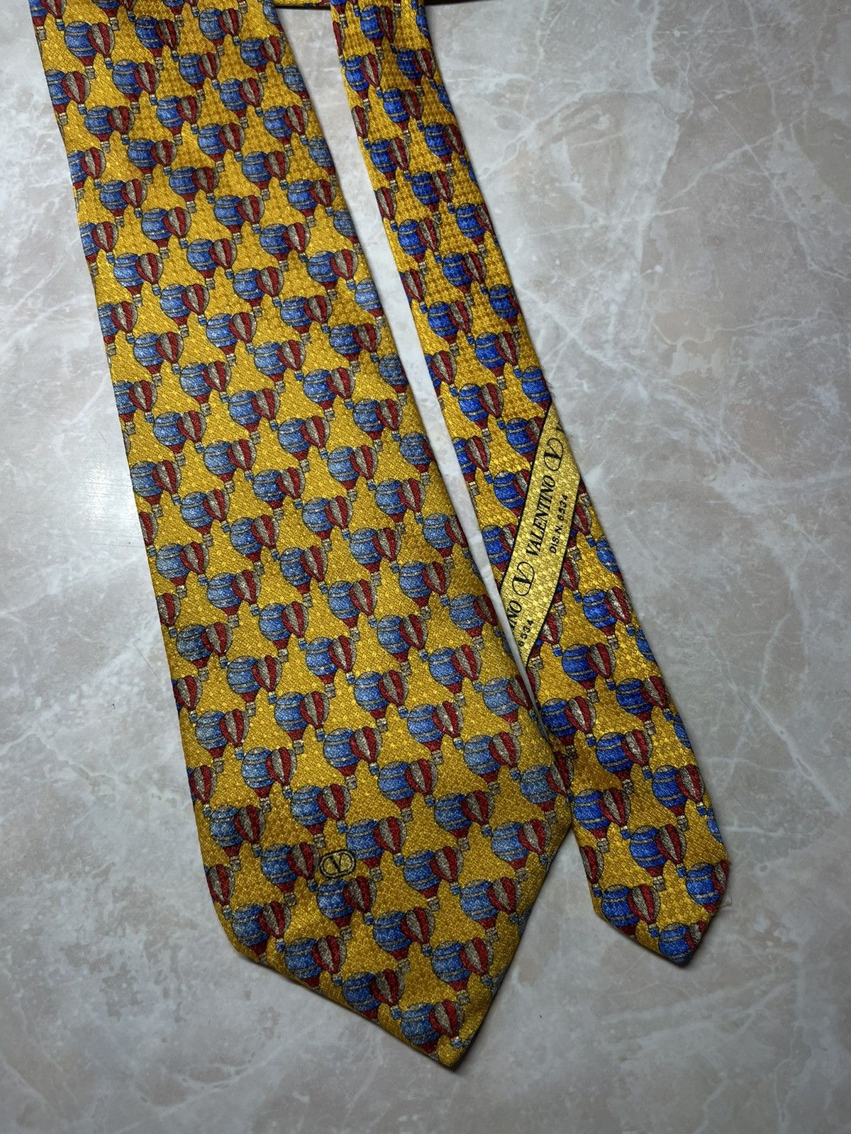 Valentino Valentino Cravatte Men Tie Gold Blue Red Silk Woven Necktie Size ONE SIZE - 5 Thumbnail