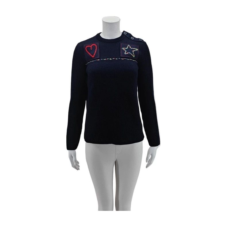 Valentino Valentino Dark Blue Wool Pullover Size S / US 4 / IT 40 - 1 Thumbnail