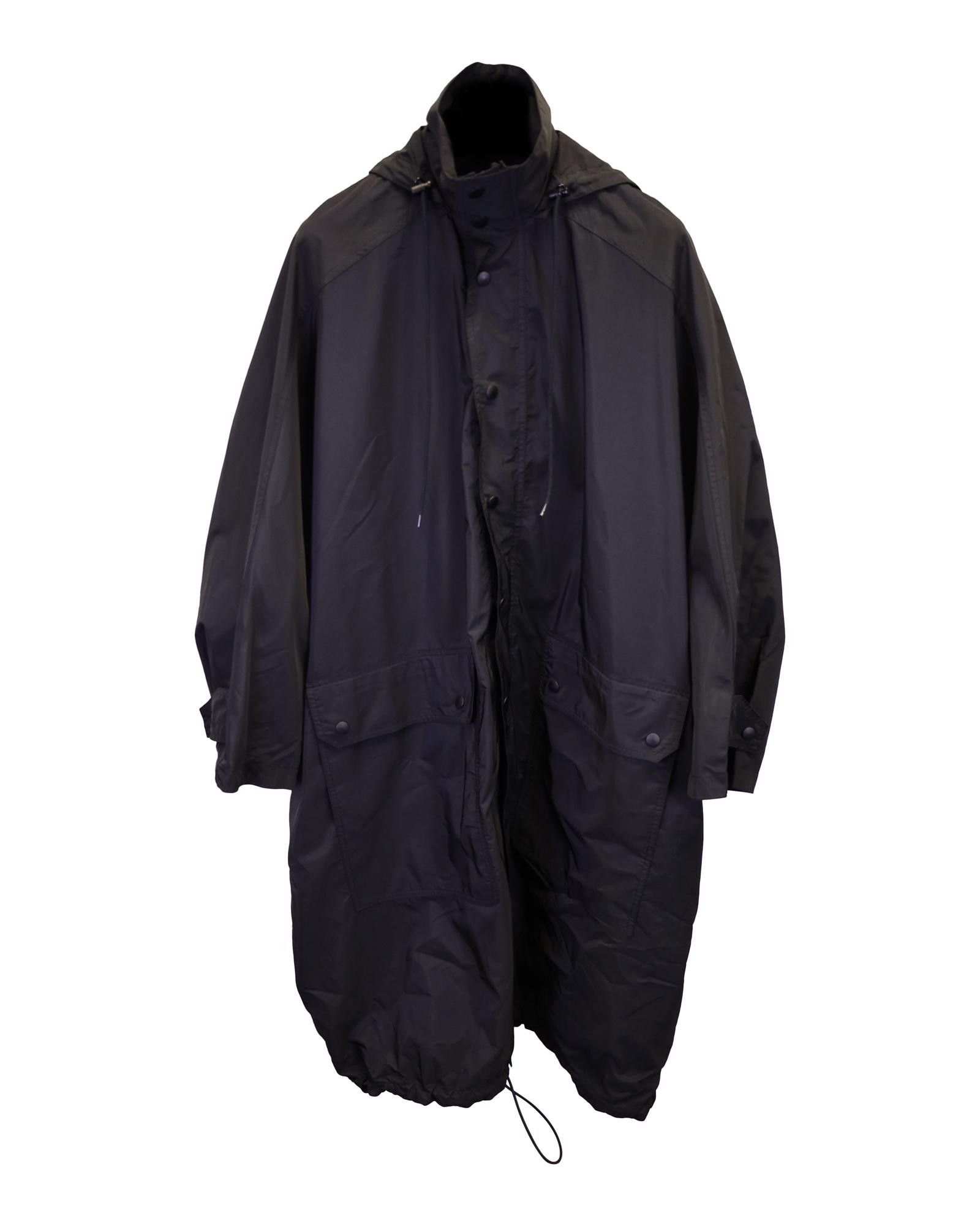 image of Oversized Black Polyester Hooded Jacket With Button Front By Balenciaga, Women's (Size XS)