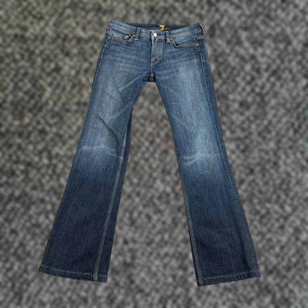 7 For All Mankind 7 For All Mankind Womens Flynt Flare Jeans Size 28 Denim Blue HEMMED 31 Inseam Regular Rise 5-Pocket Size 28" / US 6 / IT 42 - 1 Thumbnail