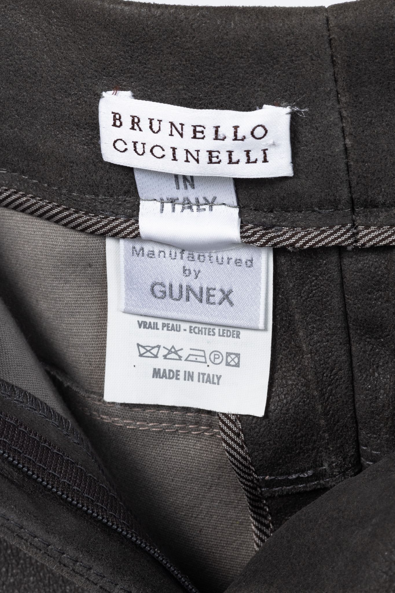 Brunello Cucinelli Brunello Cucinelli Grey Leather Panelled Skinny Pants Size 28" / US 6 / IT 42 - 8 Thumbnail