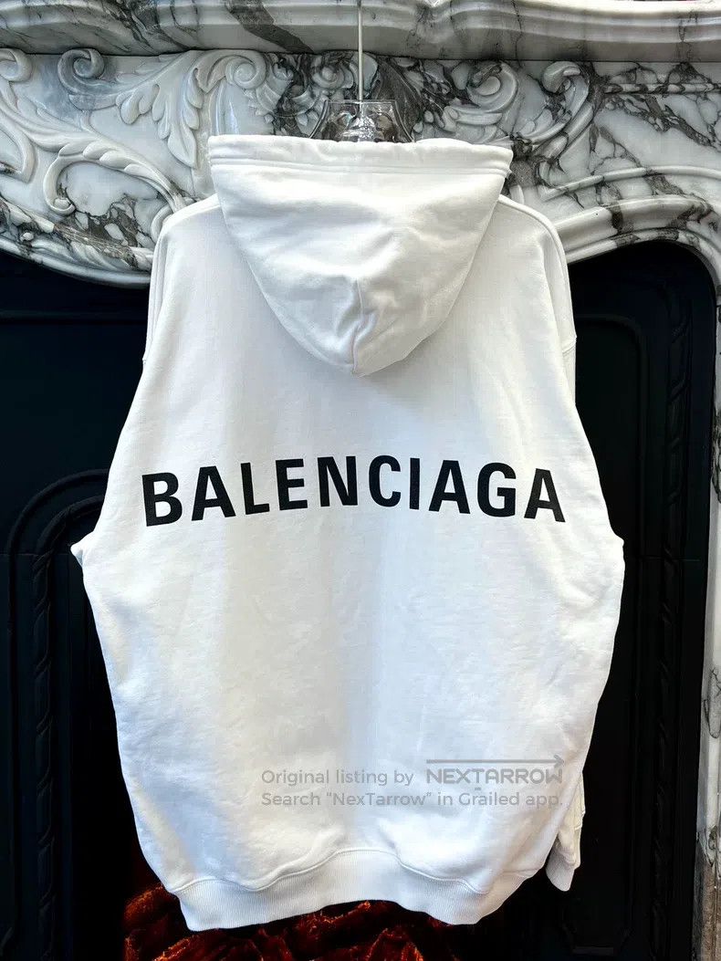 Balenciaga Balenciaga Back Print Letter Logo Pattern White Hooded Hoo Size US XS / EU 42 / 0 - 1 Thumbnail