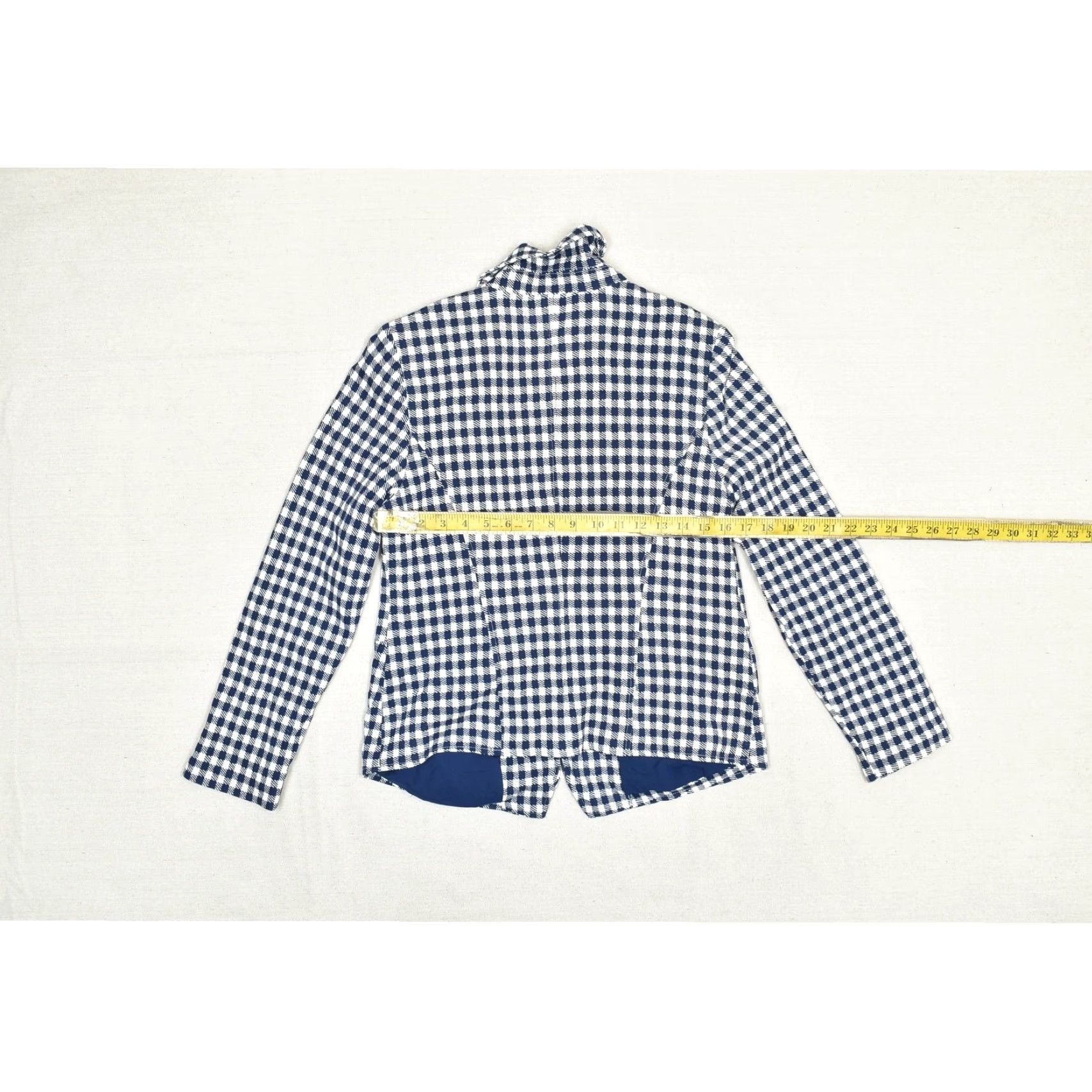 Vintage Chicos Jacket Womens 1 Medium Blue White Gingham Check Zip Front Lined Blazer Size XS / US 0-2 / IT 36-38 - 4 Thumbnail