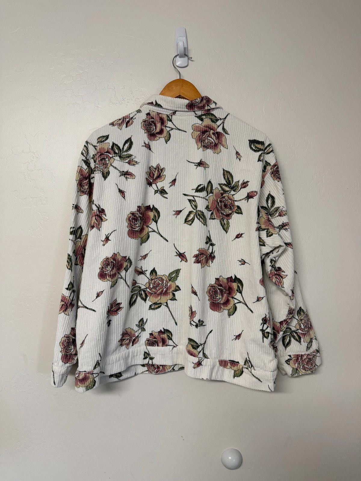Other Vintage Floral Print Corduroy Jacket - Women's Large Size L / US 10 / IT 46 - 2 Thumbnail