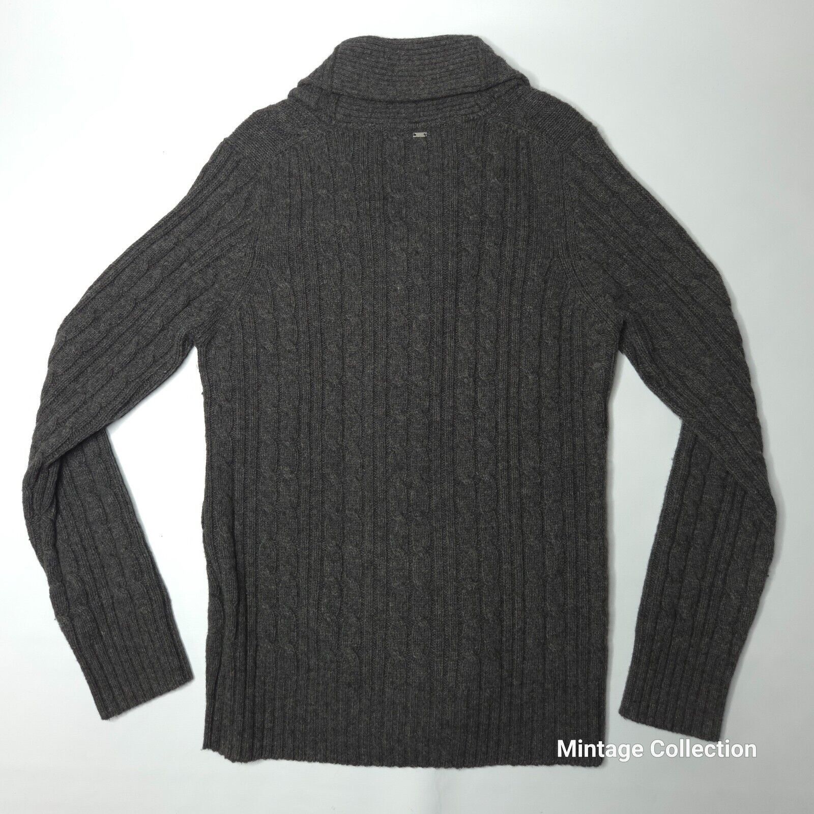 G-Star GSTAR CORRECT LINE GRAY WOOL BORRE SHAWL CARDIGAN CABLE KNIT Size US M / EU 48-50 / 2 - 10 Thumbnail