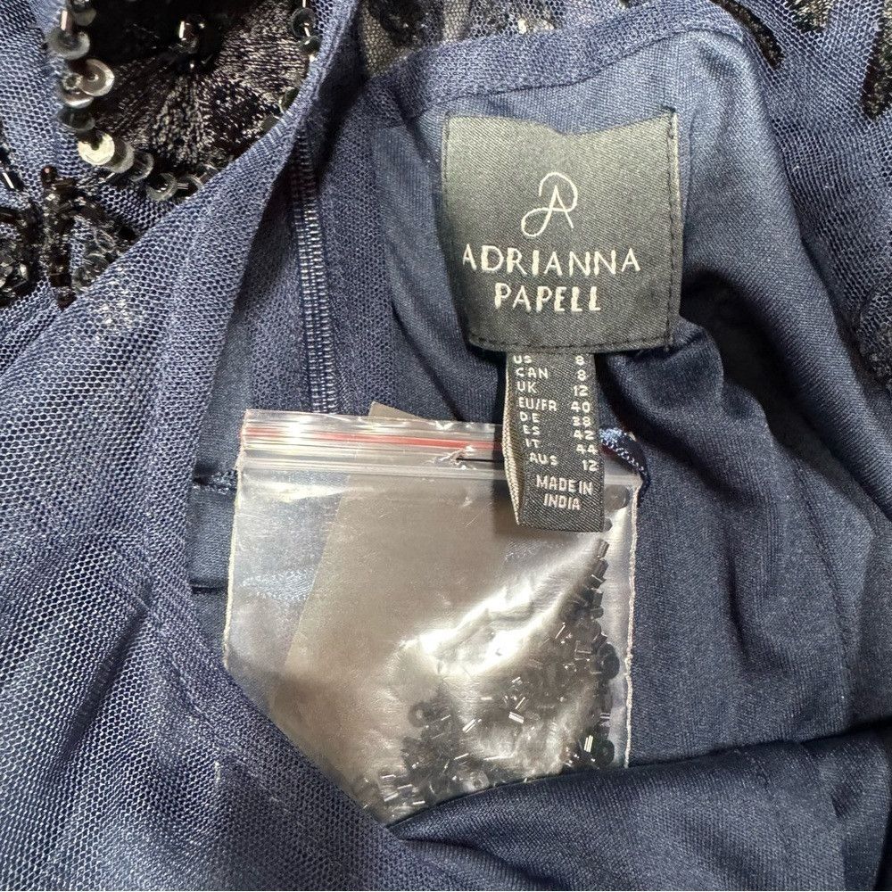 Adrianna Papell NWT New $299 Adrianna Papell Jasmine Beaded Blouson Navy Go Size M / US 6-8 / IT 42-44 - 7 Thumbnail