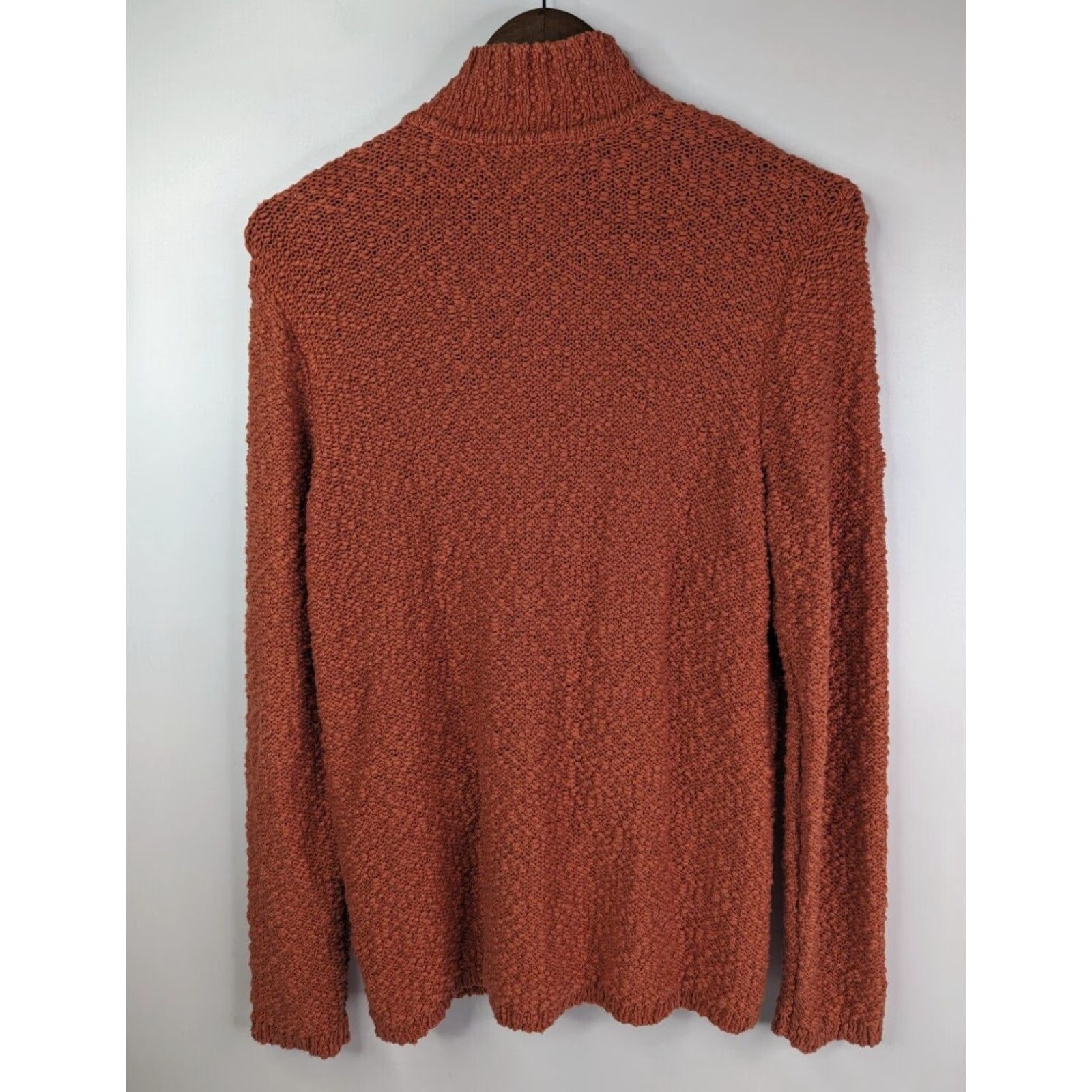 Coldwater Creek Coldwater Creek Cardigan Women’s Medium Orange Knobby Knit Mock Neck Zipper Pocket 90s Style Knit Open-Knit Casual Travel Sweater Size M / US 6-8 / IT 42-44 - 3 Thumbnail
