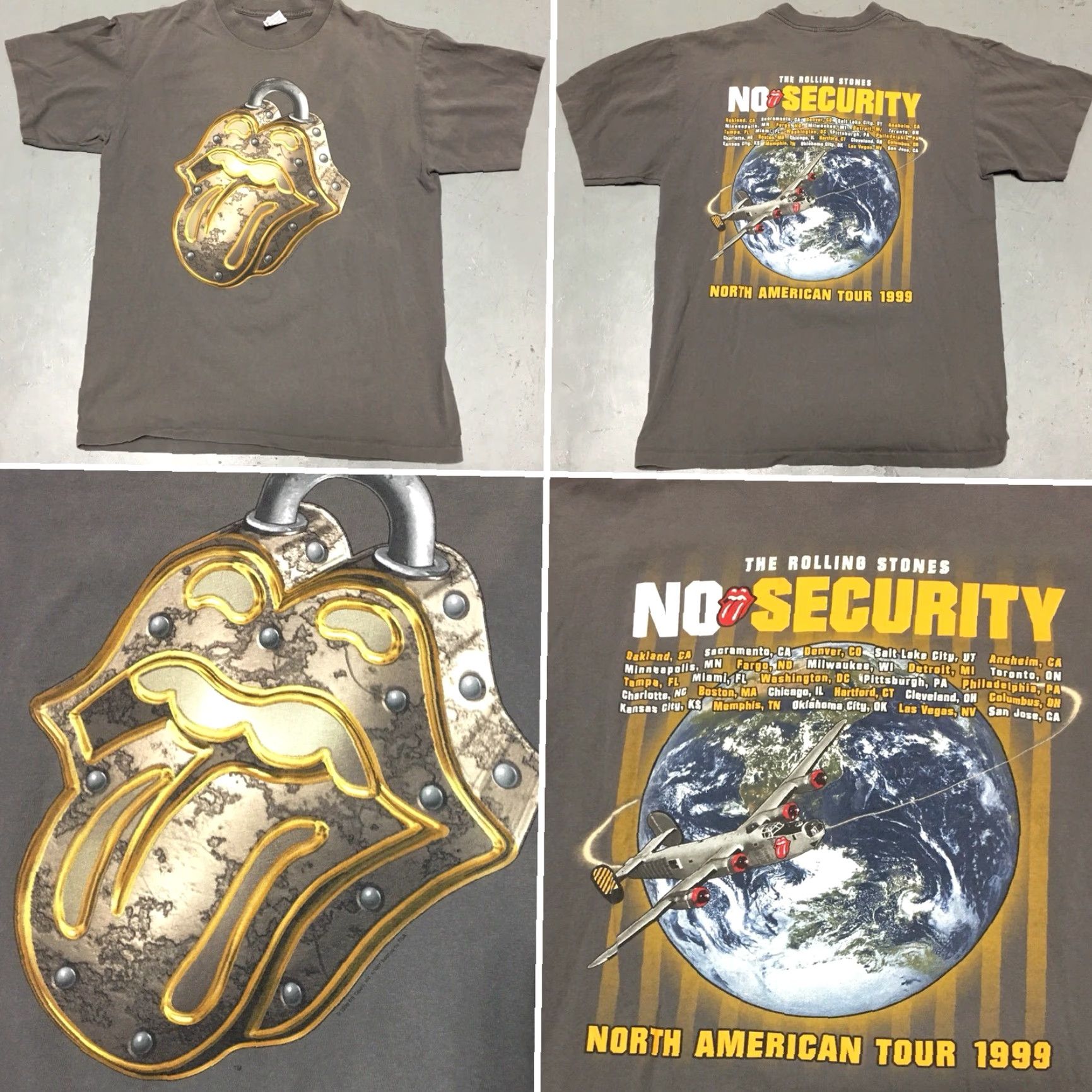 Anvil VINTAGE The Rolling Stones No Security North American Tour 1999 T Shirt L Men Gray 1990s Graphic Tee Anvil USA Size US L / EU 52-54 / 3 - 7 Thumbnail