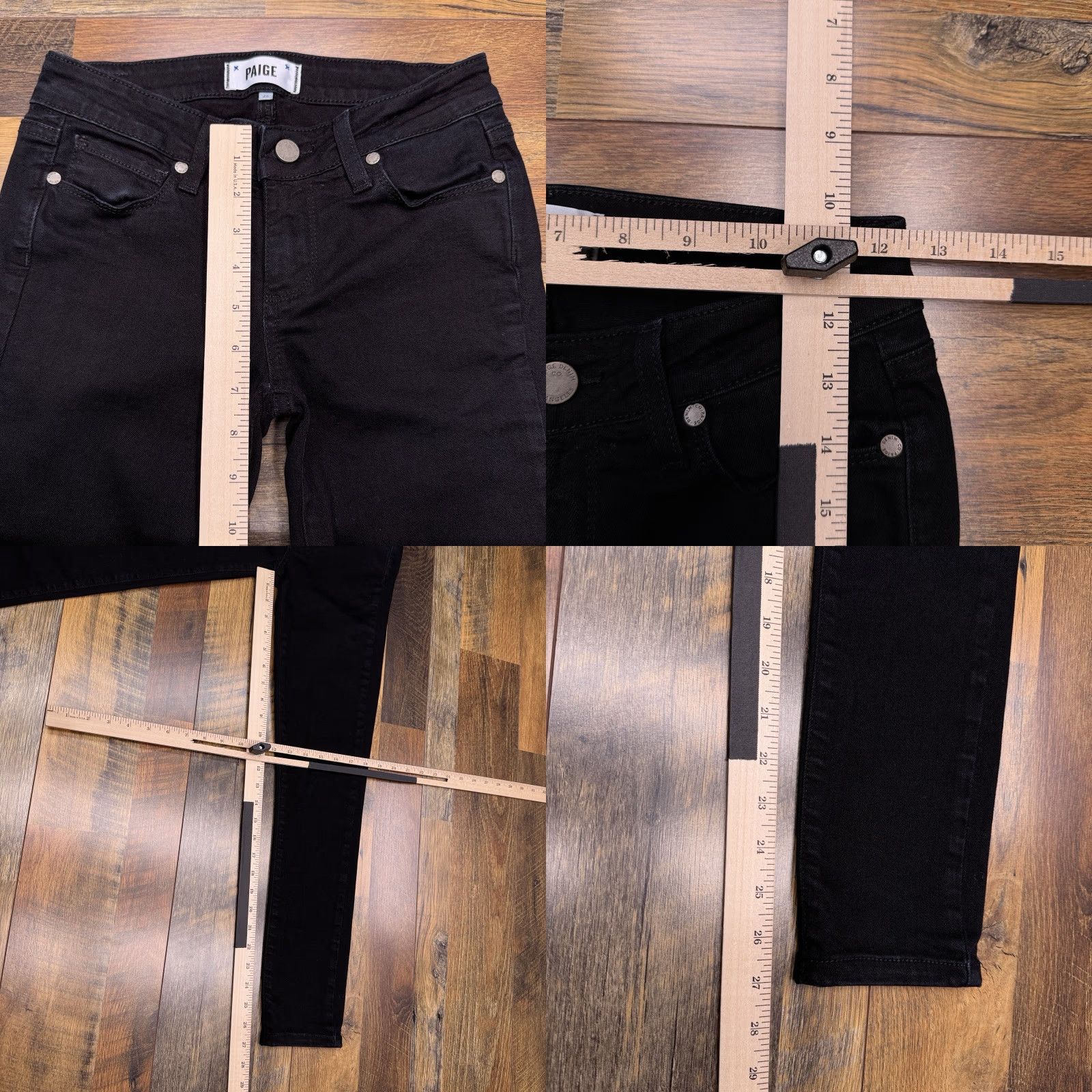 Paige Paige Jeans Women 25 Black Ankle Skinny Low Rise Stretch USA Size 42" / US 20 - 8 Thumbnail