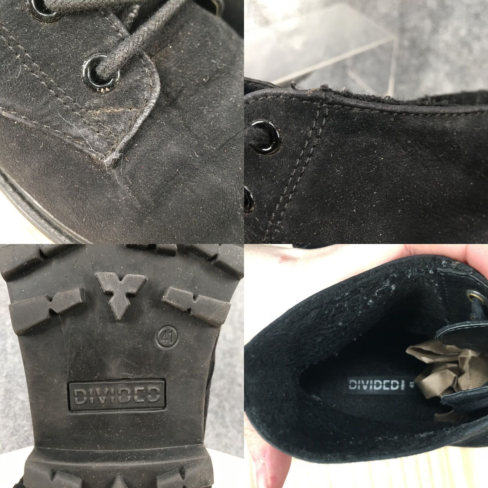 H&M Divided H&M Hiking Boots Womens 9.5 Black Suede Lace Up Ankle Bootie Shoes, Casual, Solid Black, 9.5 US, Divided by H&M, Boot, M, Women's Shoes Size L / US 10 / IT 46 - 9 Thumbnail