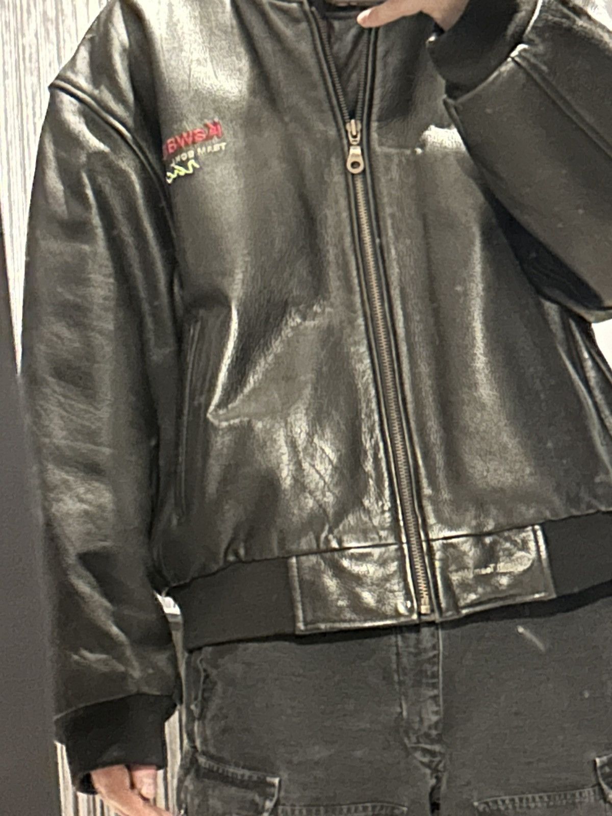 Vintage Vintage jacket leather kawasaki Size US L / EU 52-54 / 3 - 7 Thumbnail