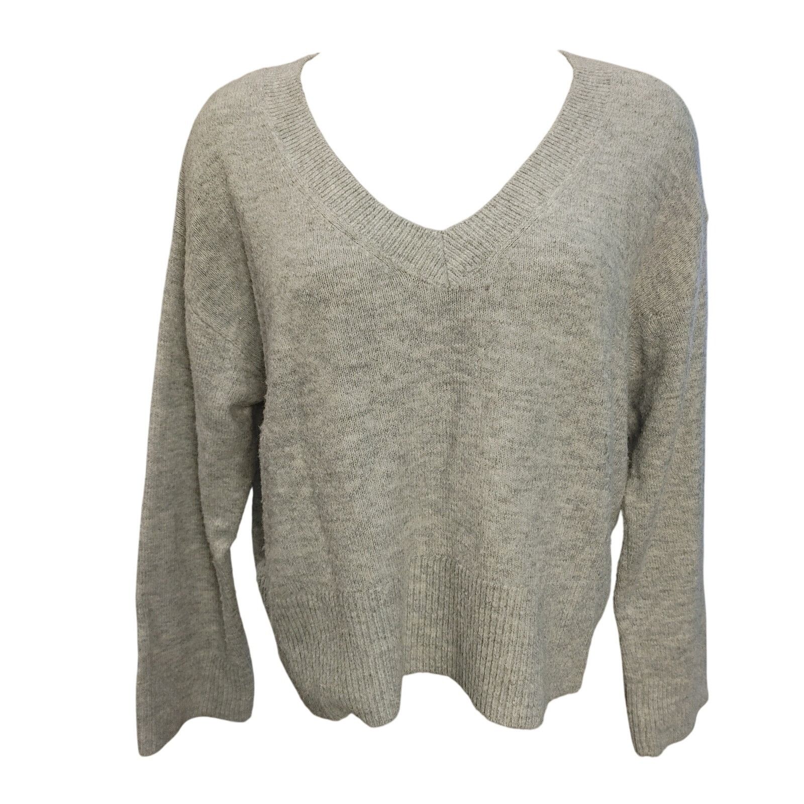 Other Basic Women's S Light Gray Knit V-Neck Long Sleeve Sweater Size S / US 4 / IT 40 - 1 Thumbnail