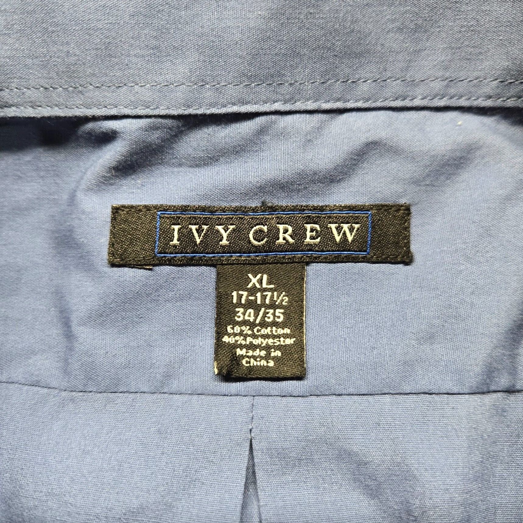Vintage Ivy Crew Shirt Adult Mens XL Solid Blue Long Sleeve Button-Up Size US XL / EU 56 / 4 - 3 Thumbnail