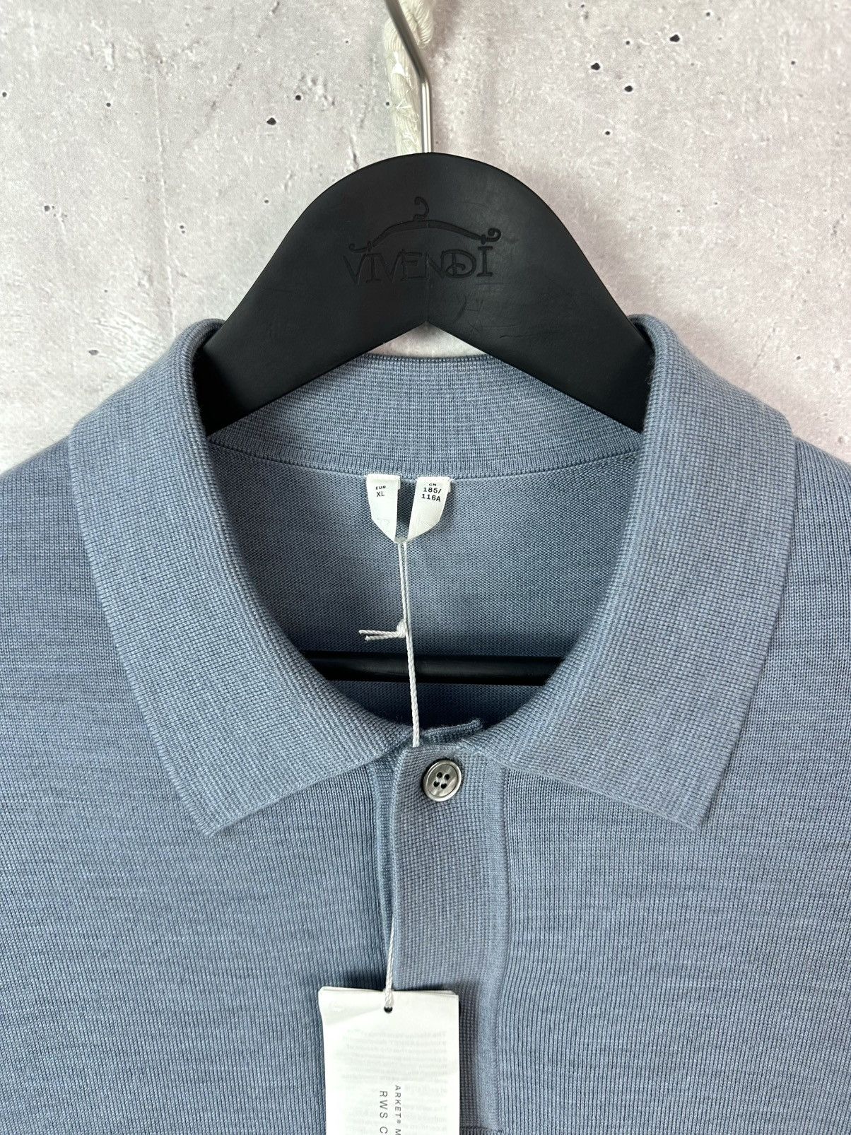 Arket NEW Arket Wool Grey-Blue Long Sleeve Men’s Polo Sweater Size US XL / EU 56 / 4 - 5 Thumbnail